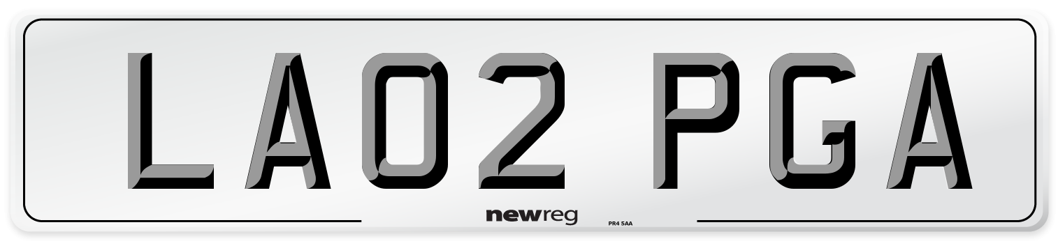 LA02 PGA Number Plate from New Reg